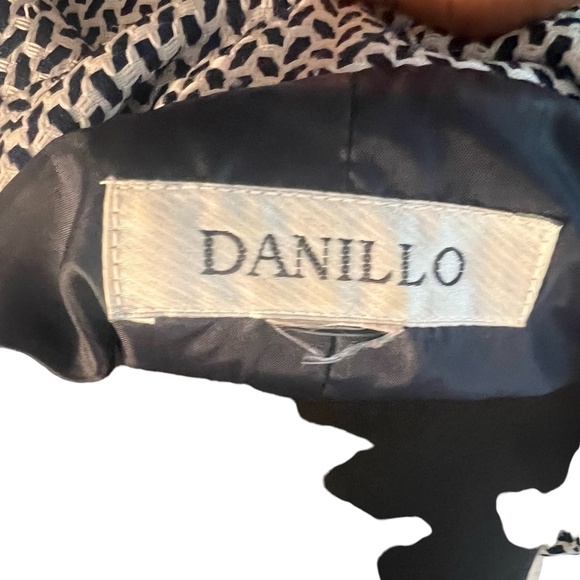 Danillo houndstooth print lined three button blazer size12, Navy Blue and white - Picture 6 of 11